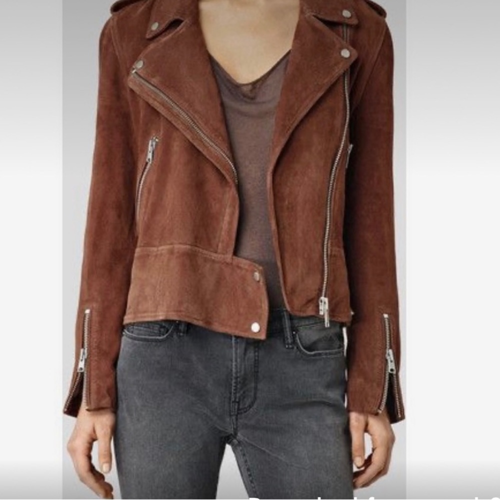 Allsaints suede Holme jacket rust size 6